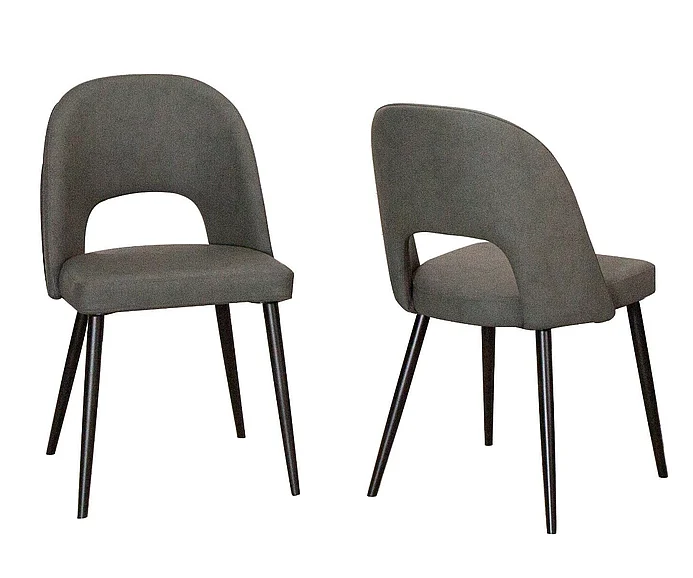 Sunset Trading Portia Faux Leather Upholstered Dining Chairs in Charcoal Grey/Matte Black Legs (Set of 2) CR-ND545-03-2