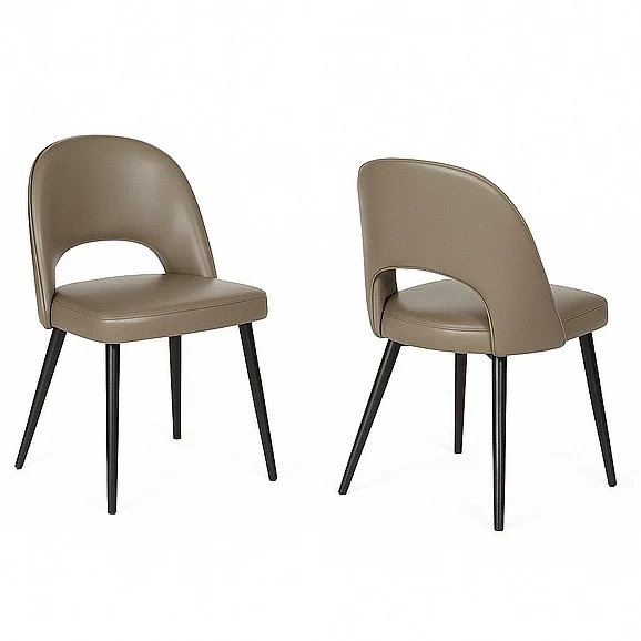 Sunset Trading Portia Faux Leather Upholstered Dining Chairs, Set of 2 in Mushroom Grey/Matte Black Legs (Set of 2) CR-ND545-09-2
