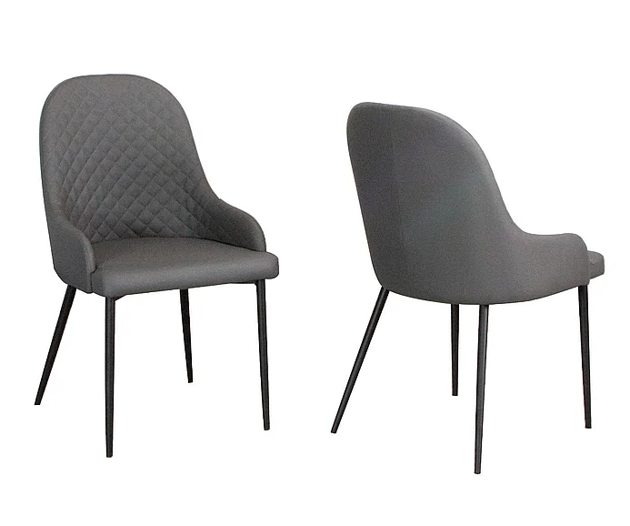 Sunset Trading Tia Dining Chairs in Charcoal Gray/Matte Black Legs (Set of 2) CR-ND709-01-2