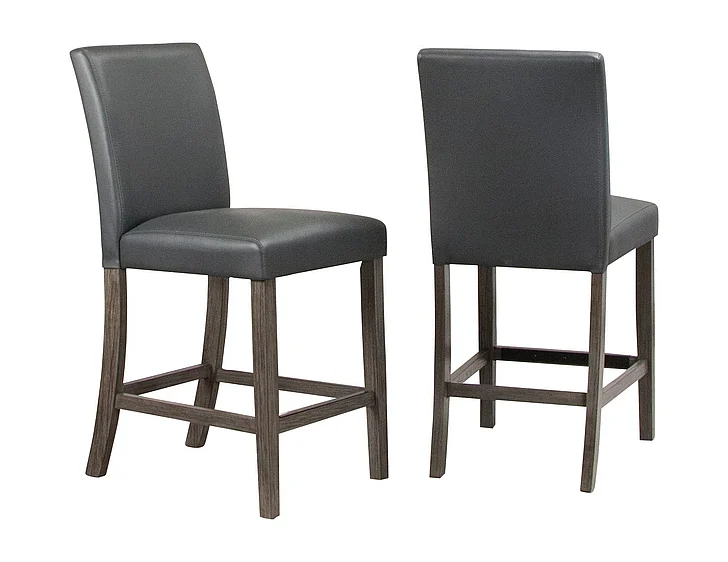 Sunset Trading Lyons 24" Parsons Padded Dining Stool in Dark Gray/Brown Wood Legs (Set of 2) CR-TA078-24-2