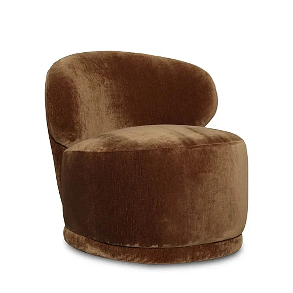 LH Home Austin Rollo Club Chair in Distressed Velvet Bronze CR047-DVB