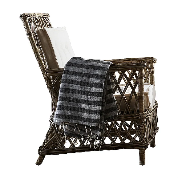 Nova Solo Wickerworks Marquis Arm Chair (Set of 2) in Natural Grey CR55