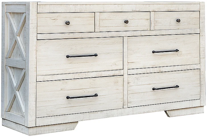 Cottage Creek Crescent Dresser in Distressed White 4330-0792