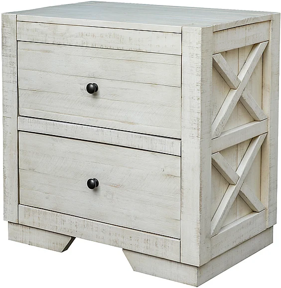 Cottage Creek Crescent Nightstand in Distressed White 4336-0792