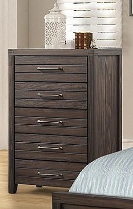 Emma Mason Signature Millgrain Studio 5 Drawer Chest in Auburn Brown