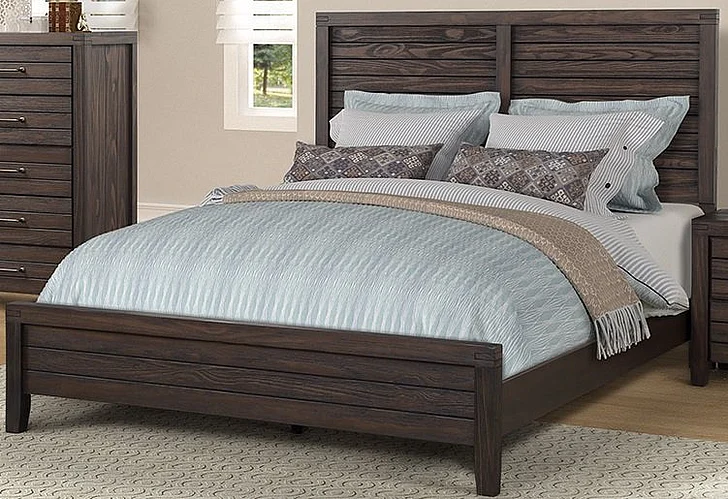 Emma Mason Signature Millgrain Studio Queen Panel Bed in Auburn Brown