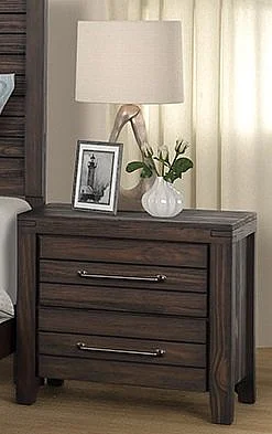 Emma Mason Signature Millgrain Studio 2 Drawer Nightstand in in Auburn Brown