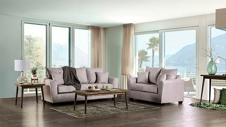 Furniture of America Croydon 2pc Living Room Set in Light Gray