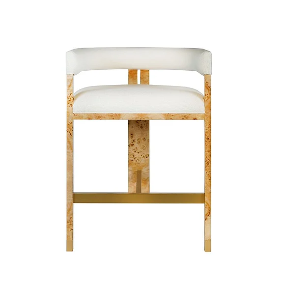 Worlds Away Cruise Modern Wooden Accent Counter Stool in Burlwood CRUISE BW