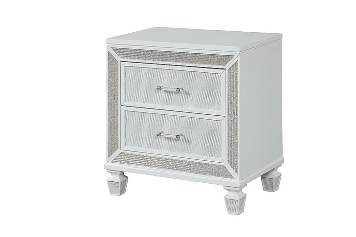 Galaxy Home Crystal Nightstand in White 698781380086