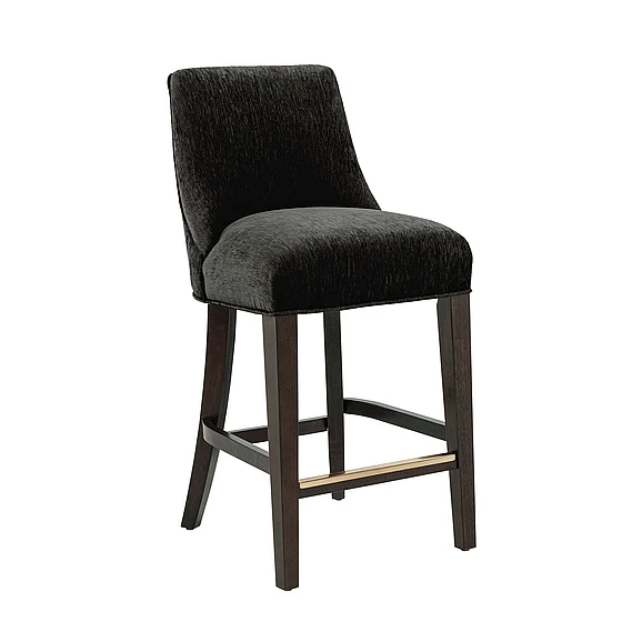 Manhattan Comfort Beever Chenille Wood Counter Stool in Black CS024-BK