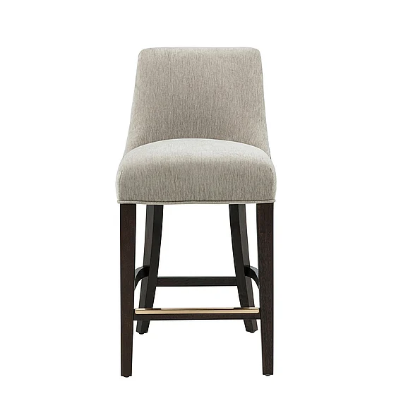 Manhattan Comfort Beever Taupe Chenille Counter Stool with Rubberwood Legs CS024-TP