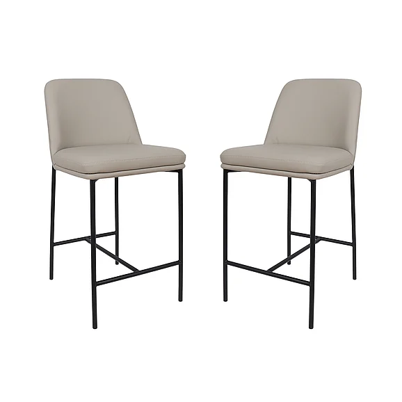 Manhattan Comfort Loft Metal Vegan Leather Counter Stool (Set of 2) in Stone Gray CS1534-1
