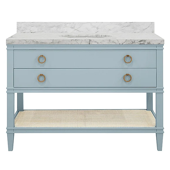 Worlds Away Cutler Bath Vanity In Matte Light Blue Lacquer
