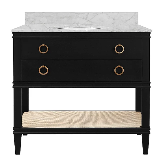 Worlds Away Cutler Bath Vanity in Matte Black Lacquer CUTLER BLK