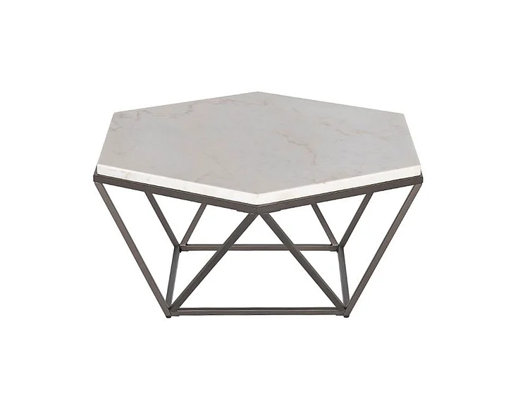 Steve Silver Corvus White Marble Top Hexagon Cocktail Table CV200C