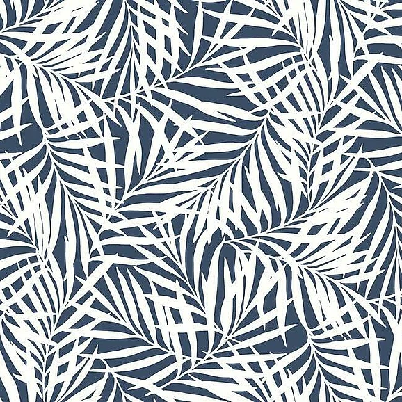 York Water's Edge Resource Library E30 Oahu Fronds Wallpaper in Navy/White CV4432 (Double Roll) FedEx/UPS