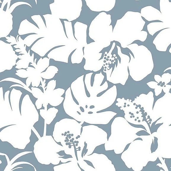 York Water's Edge Resource Library E30 Hibiscus Arboretum Wallpaper in Blue CV4440 (Double Roll) FedEx/UPS