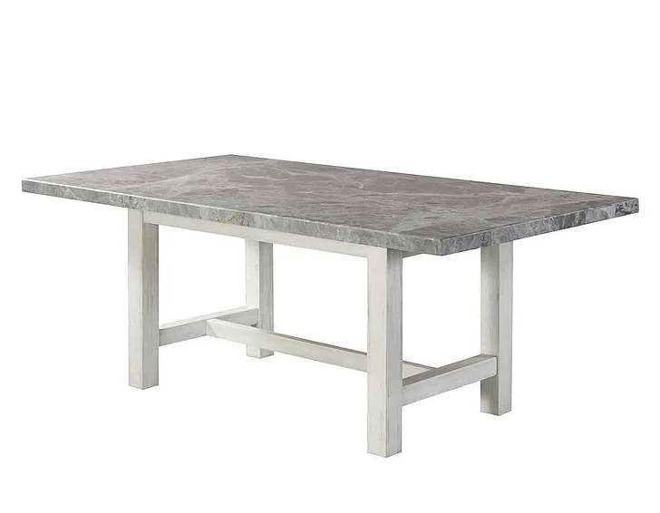 Steve Silver Canova Gray Marble Top Dining Table in Cathedral White CV500GT