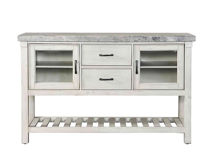 Steve Silver Canova Gray Marble Top Server in Cathedral White CV500SV