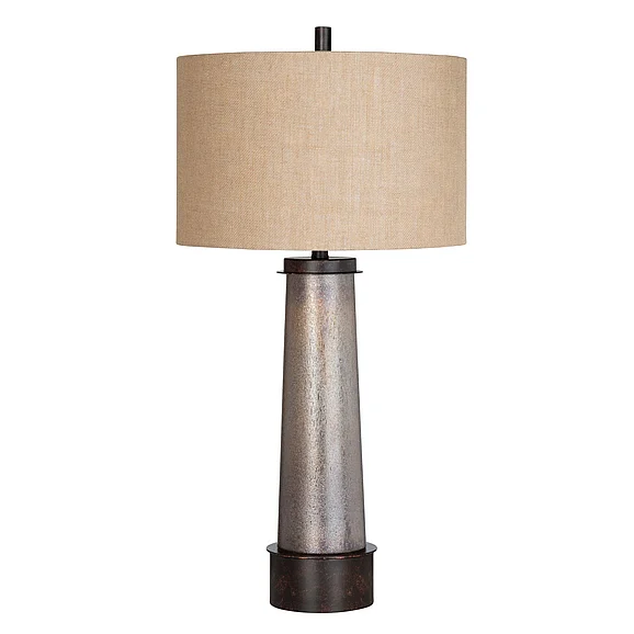 Crestview Collection Rhodes Table Lamp with Nightlight in Burlap CVABS2182 (Set of 2)