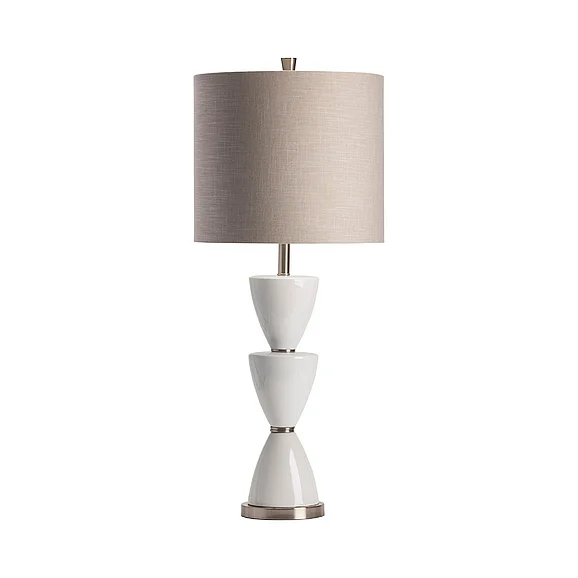 Crestview Collection Morison Table Lamp in White, Silver, Grey CVAP1870 (Set of 2)