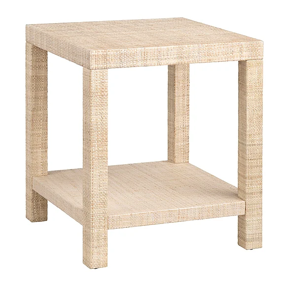 Crestview Collection Providence Rafia End Table in Natural Beige CVFDR1008