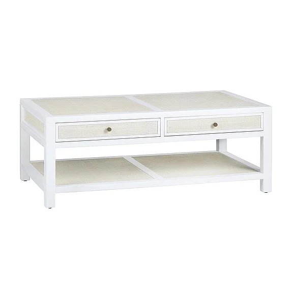Crestview Collection Sandy Shores Cocktail Table in White-Washed White CVFDR1150