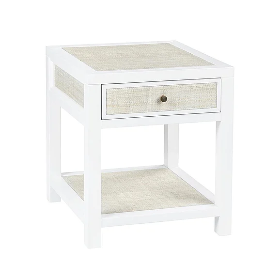 Crestview Collection Sandy Shores End Table in White-Washed White CVFDR1151
