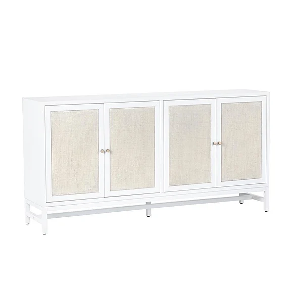 Crestview Collection Sandy Shores Four-Door Sideboard in White-Washed White CVFDR1153