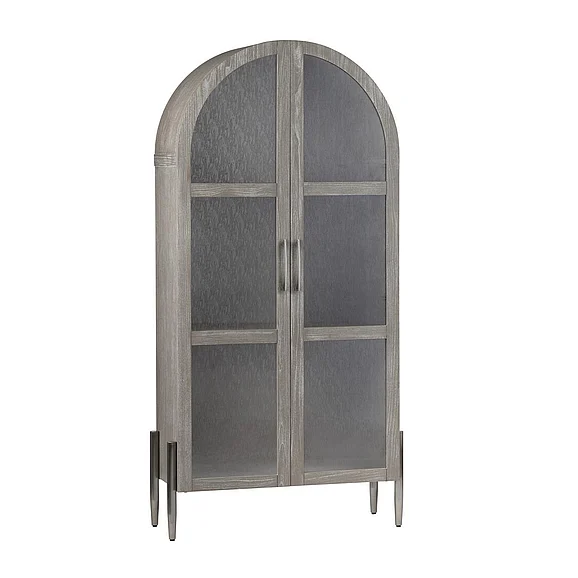 Crestview Collection Finnley Curio Cabinet in Khaki CVFDR1157