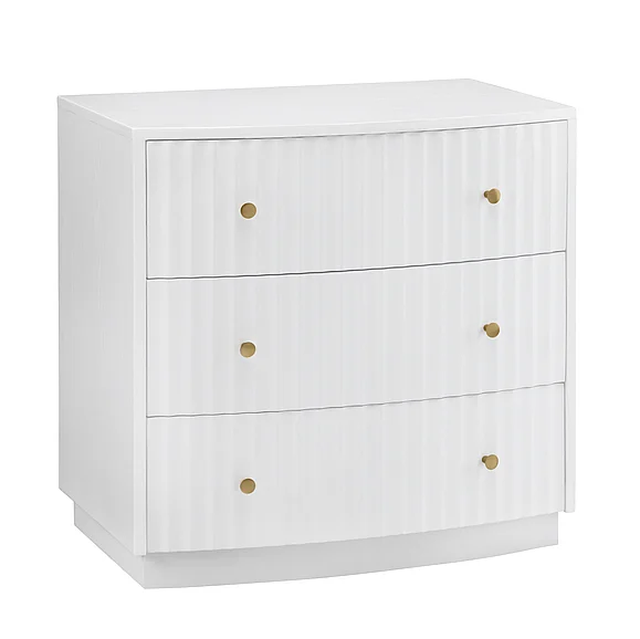 Crestview Percy Three-Drawer Chest in White CVFVR8604