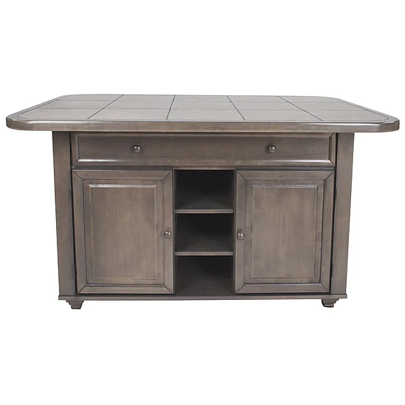 Sunset Trading Shades of Gray Kitchen Island in Weathered Gray with Graystone Tile Top CY-KIT2-AG