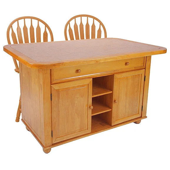 Sunset Trading 3 Piece Light Oak Kitchen Island Set in Light Oak CY-KITT02-B24-LO3PC