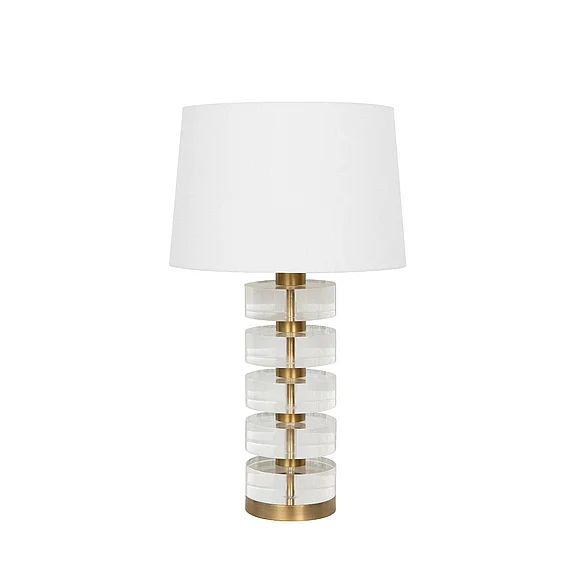 Worlds Away Cybill Acrylic and Brushed Brass Stack Lamp CYBILL BBR