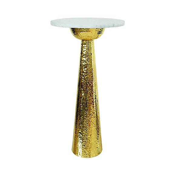 Worlds Away Cynthia Hammered Brass Side Table CYNTHIA