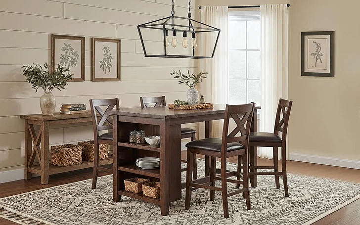 Cottage Creek Cypress Pub 3pc Dining Room Set in Brown