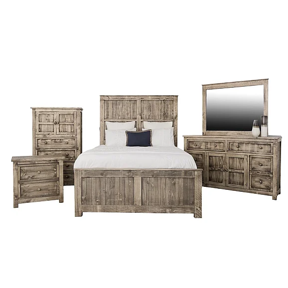 Split Nickel Cypress 2pc Panel Bedroom Set