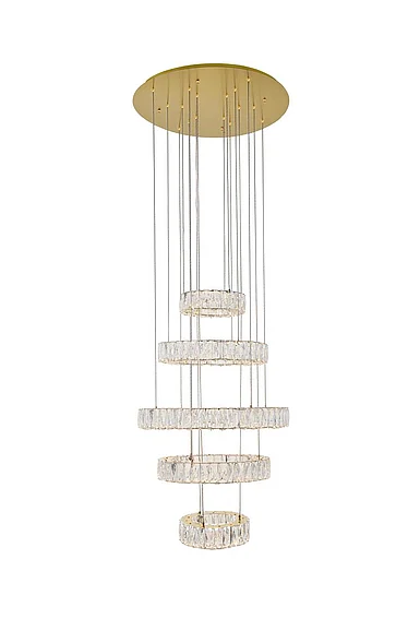 Elegant Monroe Integrated Led Chip Light Gold Chandelier Clear Royal Cut Crystal 3503G5LG