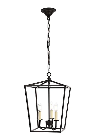 Elegant Maddox Collection Pendant D12.5 H18.25 LT:3 Black Finish LD6008D12BK