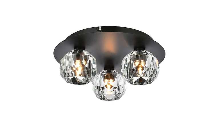 Elegant Graham 3 Light Ceiling Lamp in Black 3509F12BK