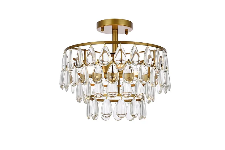 Elegant Mila 14 In. Flush Mount in Brass 1103F14BR