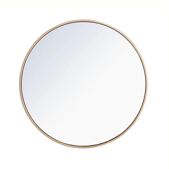 Elegant Metal Frame Round Mirror 28 In. Brass Finish MR4035BR