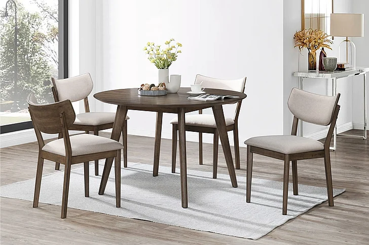 New Classic Rex 5pc 48" Round Dining Room Set in Walnut