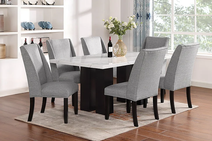 New Classic Furniture Faust 7pc Adjustable Dining Table / Counter Table Set in Gray