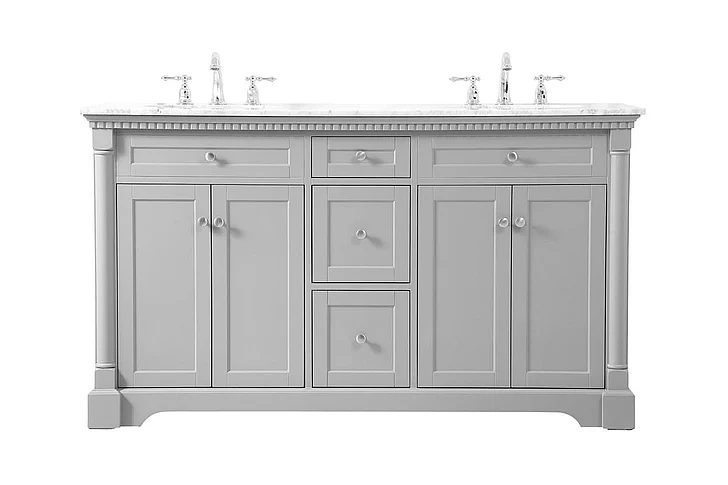 Elegant 60 In. Double Bathroom Vanity in Grey VF53060DGR