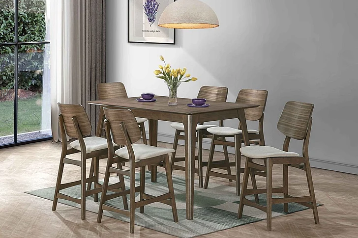 New Classic Oscar 7pc Counter Dining Room Set in Walnut