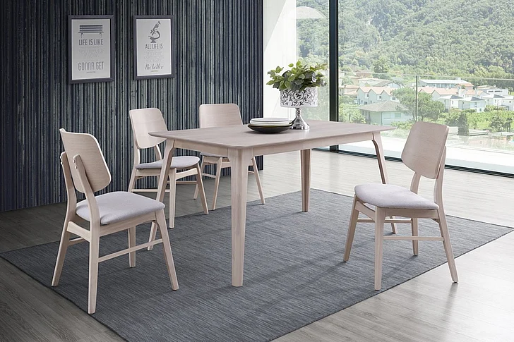 New Classic Oscar 5pc 60" Dining Room Set in White Ash