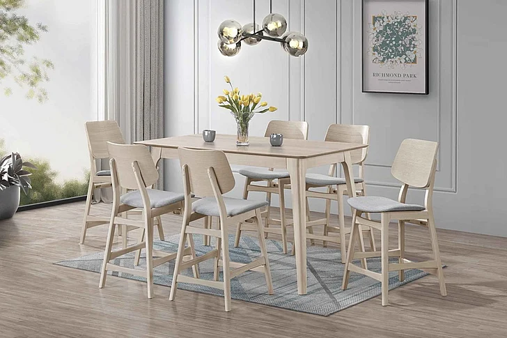 New Classic Oscar 7pc Counter Dining Room Set in White Ash