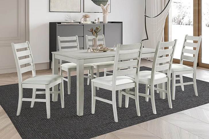 New Classic Pascal 7pc 59" Rectangular Dining Room Set in Driftwood